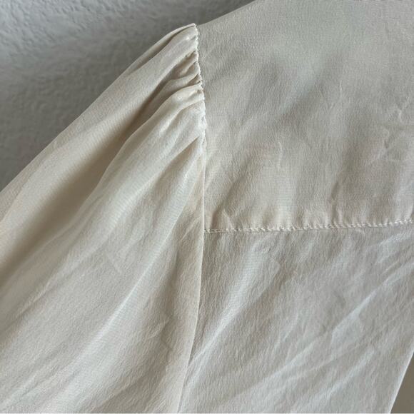 Kate Spade New York 100% Silk Neutral Cream Long Sleeve Top Medium - Picture 5 of 6